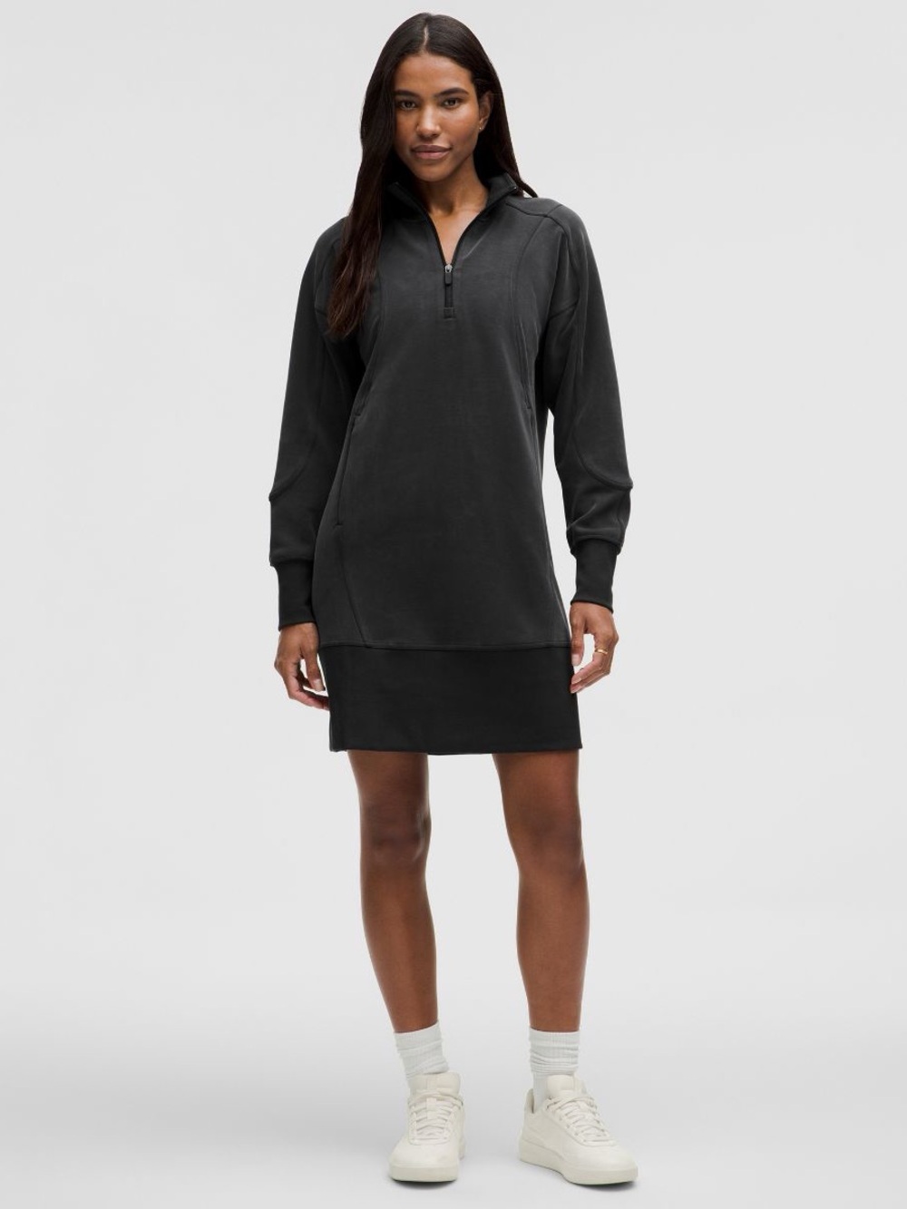 lululemon athletica Softstreme Black Zip-Neck Mini Dress